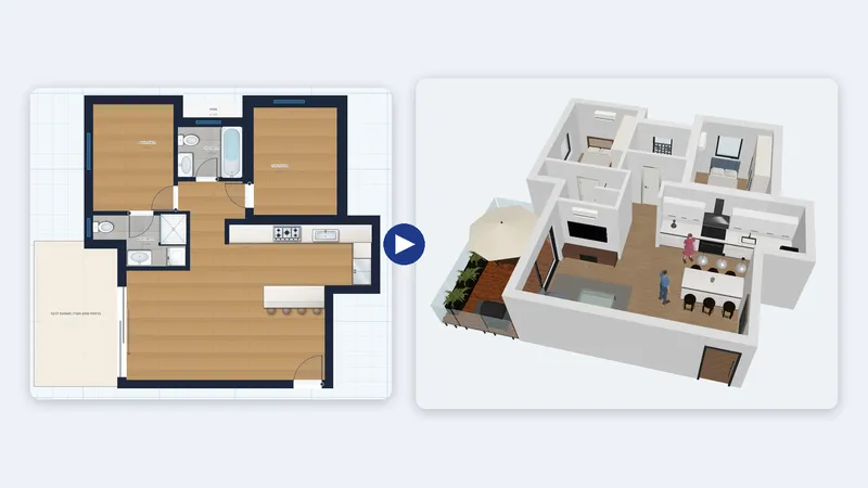 2D to 3D floor plan: turn your plan into a linked 3D house model