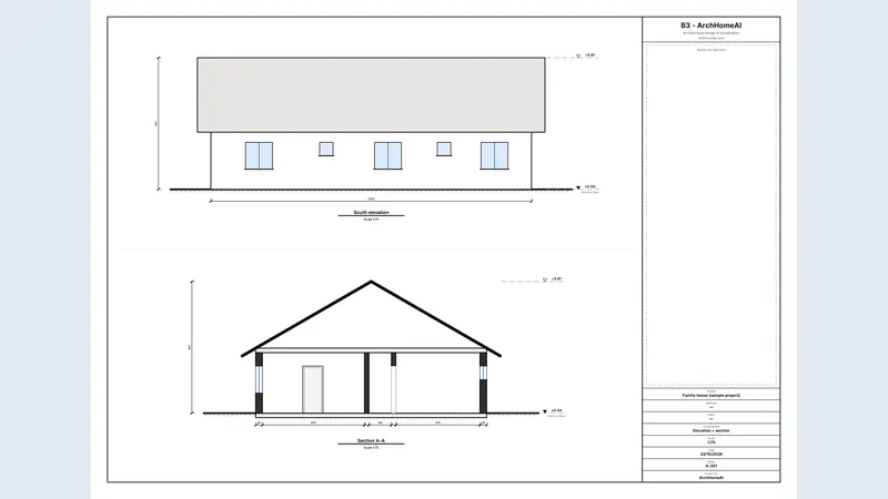 Building elevations and sections: how to draw them from your floor plan (plus a full drawing set and IFC)