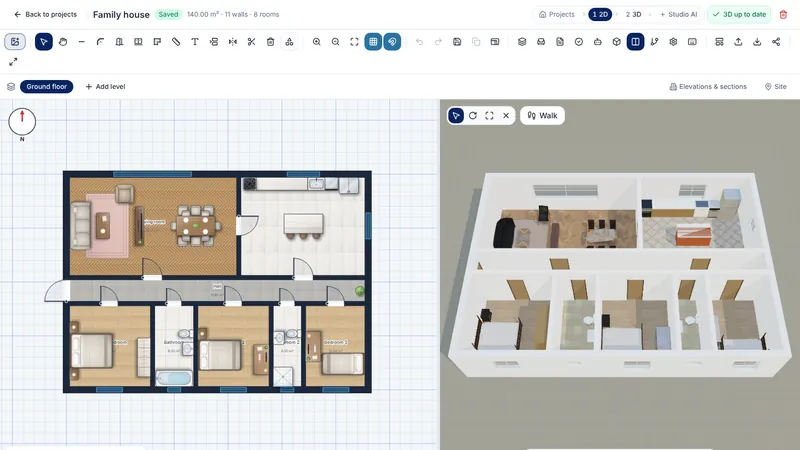 How to use ArchHomeAI: from a 2D floor plan to 3D and photorealistic AI renders