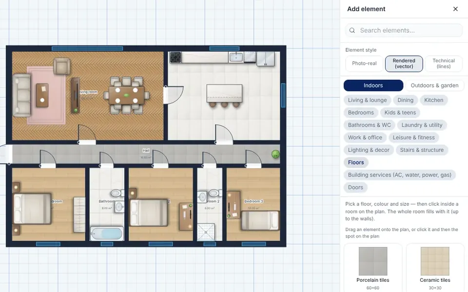 Adding elements from the catalogue (ArchHomeAI)
