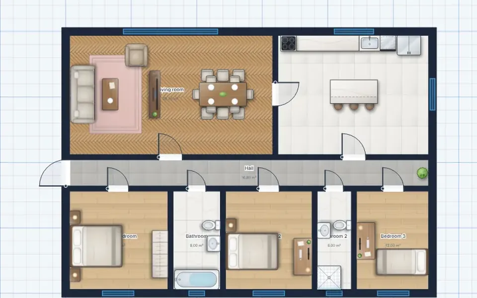A furnished family house plan (ArchHomeAI)
