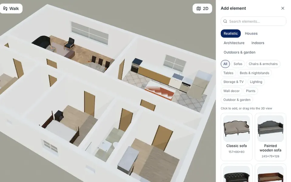 Adding realistic furniture from the library (ArchHomeAI)